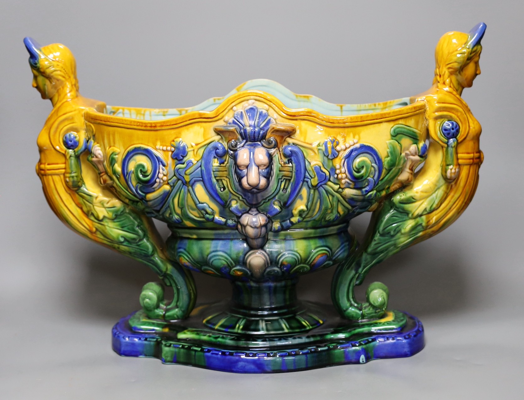 A majolica style jardiniere, 49cm